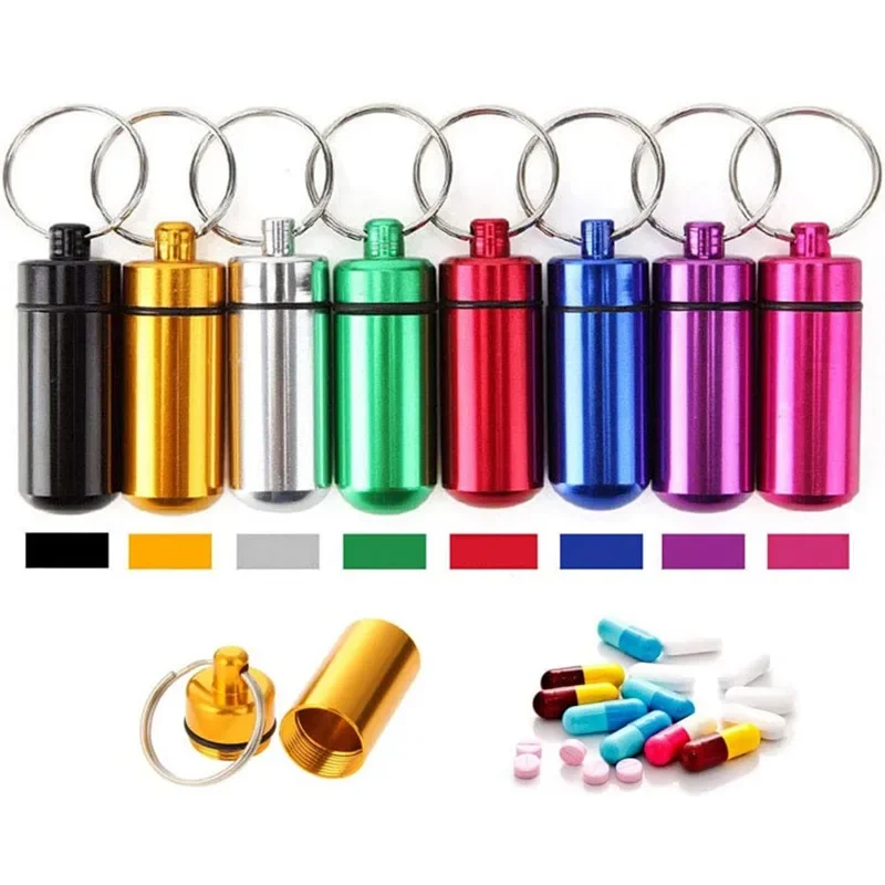 5PCS/Lot Waterproof Aluminum Pill Box Medicine Case Container Bottle Holder - £9.67 GBP