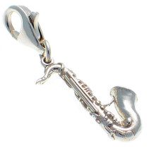 British Sterling 925 Solid Silver Saxaphone Music Clip On Charm by Welded Bliss - $15.71