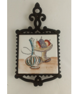 Enesco Cast Iron Trivet with Tile Insert Japan Fruit &amp; Oil Decanter - $13.85