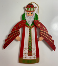 Vintage 1981 Stephanie Siegel Wooden Jointed Father Christmas Santa Ornament - $19.79