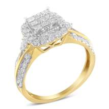 Exquisite 10k Yellow Gold Diamond Composite Cushion-shape Halo Ring - £1,298.78 GBP