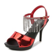 Summer New Korean Style Fringe Sandals Buckle Strap Patent Leather Thin High Hee - £39.20 GBP