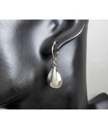 Dangle Puffy Teardrop Earrings 925 Sterling Silver, Handmade Women Drop ... - $45.00+