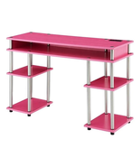 Contemporary Wood Student Desk with Charging Station in Pink - €223,26 EUR
