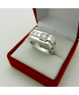 Men&#39;s 14k White Gold Finish Round Cut Diamond 0.75 Ct Pinky Ring Wedding... - $140.06 CAD