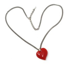 Red Heart Vintage Charm Pendant Chain Necklace - Free Organza Gift Bag - Hey Viv - £11.00 GBP