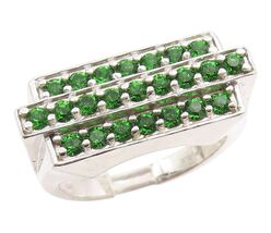 925 Sterling Silver Vintage Ring KARIS Emerald Rectangular Band  Sz 13  ... - $73.73