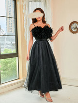Strapless Spaghetti Strap Ball Gown Knee Length Feathers  Exquisite  Eve... - $108.00