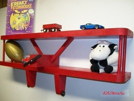 Airplane Wall Decoration / Red 24&quot; Shelf, Kids Bedroom, Baby Showers, Retirement - £55.95 GBP