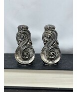 Hand Made Pewter Salt And Pepper Shakers Vintage Scrolls Intricate Moder... - €15,48 EUR