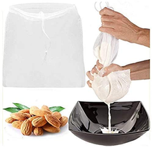 2 Pcs Reusable Almond Milk Bag &amp; All Purpose Food Strainer Nylon White NEW - £12.87 GBP