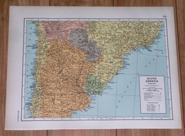 1943 Vintage Wwii Map Chile Argentina Buenos Aires Paraguay Uruguay Brazil - £14.25 GBP