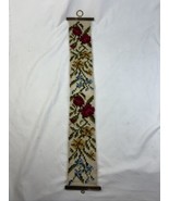 Vintage 35” Retro  Floral Design Crewel Embroidery Needlepoint Bell Pull - £23.41 GBP