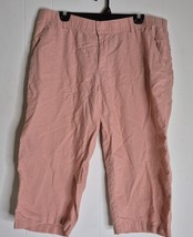 LIZ CLAIBORNE Coral Cropped Pants Linen Blend Women&#39;s Size XL (38×21) - $14.77
