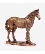 Horse Figurine Standing Equestrian Enthusiasts Gold Color 10&quot; High Weste... - £46.96 GBP