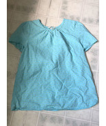 Lands&#39; End Kids Turquoise Flecked Sz 14 All Cotton Blouse - $19.78