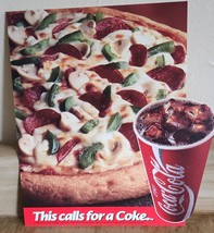 1993 This Calls For A Coke Double Sided Window Sticker Coca Cola PIZZA NOS - £5.94 GBP