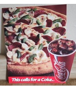 1993 This Calls For A Coke Double Sided Window Sticker Coca Cola PIZZA NOS - $7.59