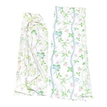 Vintage Dan River Tranquale Twin Flat Fitted Sheet Set Pink Flowers Blue Ribbon - £18.67 GBP