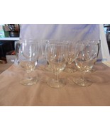 Set of 7 Vintage Clear Glass Wine or Water Glasses 5.75&quot; Tall (M) - £55.30 GBP