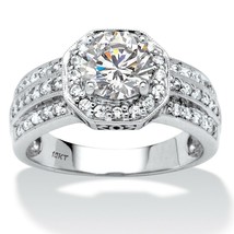 PalmBeach Jewelry 2.26 TCW Cubic Zirconia Octagon Ring in 10k White Gold - £374.33 GBP