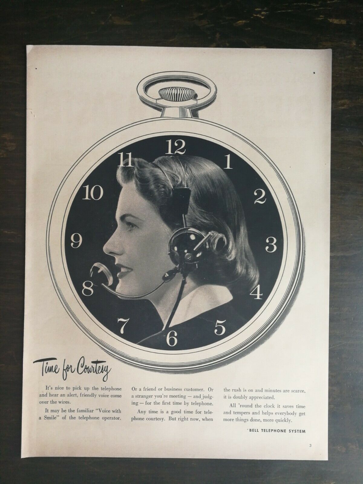 Primary image for Vintage 1952 Bell Telephone System Clock Full Page Original Ad 1221 A2