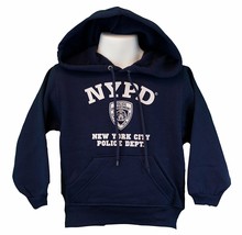NYPD Mens Hoodie White Print Officially Licensed Sweatshirt Navy Blue - $38.87