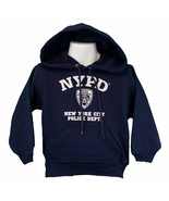 NYPD Mens Hoodie White Print Officially Licensed Sweatshirt Navy Blue - £30.61 GBP