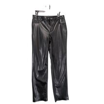 Joie Women&#39;s 4 Faux Black Leather Straight Leg Pants, Streetwear Biker R... - $469.62 MXN
