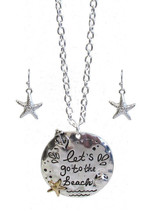 Lets Go To The Beach Pendant Necklace and Earrings Set - £11.17 GBP