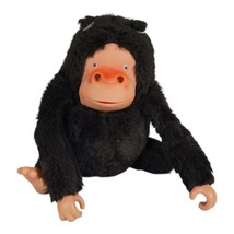 Black Plush Ape Gorilla Monkey Rubber Face 9&quot; Posable RARE - £30.89 GBP