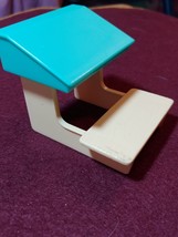 Kelly Doll Size  Student School Desk Blue and Cream 3 X 2.5 inch - $2.60