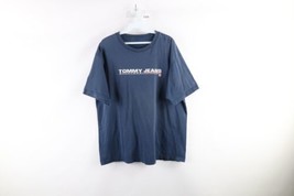 Vintage 90s Tommy Hilfiger Mens Large Faded Baggy Spell Out T-Shirt Blue Cotton - £27.65 GBP