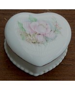 Crown Royale White Porcelain Trinket Box, Painted Pink Rose Pattern, Gol... - $12.08 CAD