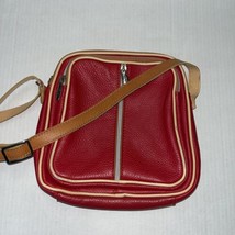 Cristina In Pell Red  Pebble Leather Crossbody Handbag Made in Italy - $34.65