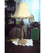 Table lamp BRASS, shape of a rose in the body, fluted body, ROSES IN  SHADE - £97.77 GBP