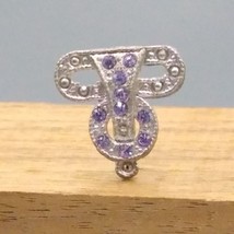 Antique Pot Metal Tiny Brooch with Clear and Lavender Paste Rhinestones, Art Dec - £19.79 GBP