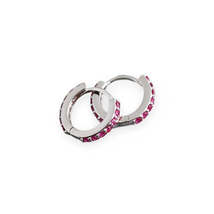 Anyco Earrings Sterling Silver Red Punk Pave CZ Simple Round 8.8MM Ear Buckles - £17.43 GBP