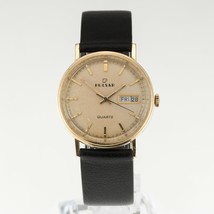 14k Yellow Gold Vintage Pulsar Quartz Watch w/ Day and Date Rare - $1,983.93