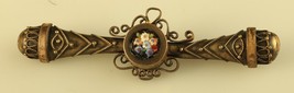 Antique Gold Filled Etruscan Revival Gothic Victorian Floral Scrolled Bar Brooch - £43.51 GBP