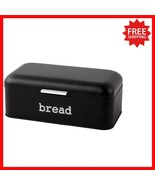 Retro Black Stainless Steel Bread Box - Flip Top, Air Circulation for Fr... - $39.59