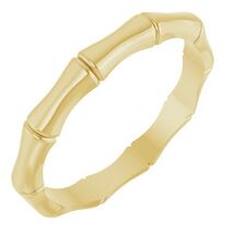 Genuine 14K Yellow Gold 2.8 mm Bamboo Stackable Band Size 7 - $523.00