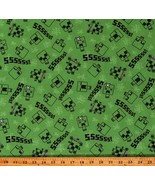 Cotton Minecraft Chibi Creepers Video Games Green Fabric Print by Yard D... - $225.23 MXN