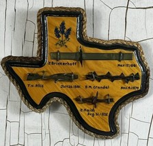 VTG Barbed Wire Collection w Dates TEXAS shaped Wood Display Western Decor Art - £24.25 GBP