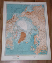 1907 Antique Map Of North Pole Polar Arctic Greenland Alaska Canada Russia - £29.44 GBP