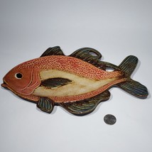 Pier 1 Imports Hand Painted Ceramic 3D Fish Shaped Serving Plate 12x7.5 - £15.80 GBP