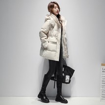 White Women&#39;s Down Feather Hooded Jackets Winter New Baggy Thickening Warm Femal - £60.68 GBP