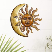 Deco 79 Metal Sun and Moon Indoor Outdoor Wall Decor, 21&quot; x 1&quot; x 20&quot;, Red - £23.72 GBP