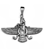 925 Sterling Silver Faravahar Pendant Oxidized Persian Zoroastrian Symbo... - $1,889.42 MXN