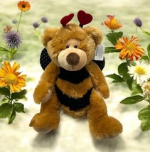 NWT heart Bumble Bee Teddy Bear 14&quot; Stuffed Plush Toy by Applause-floral - £27.44 GBP